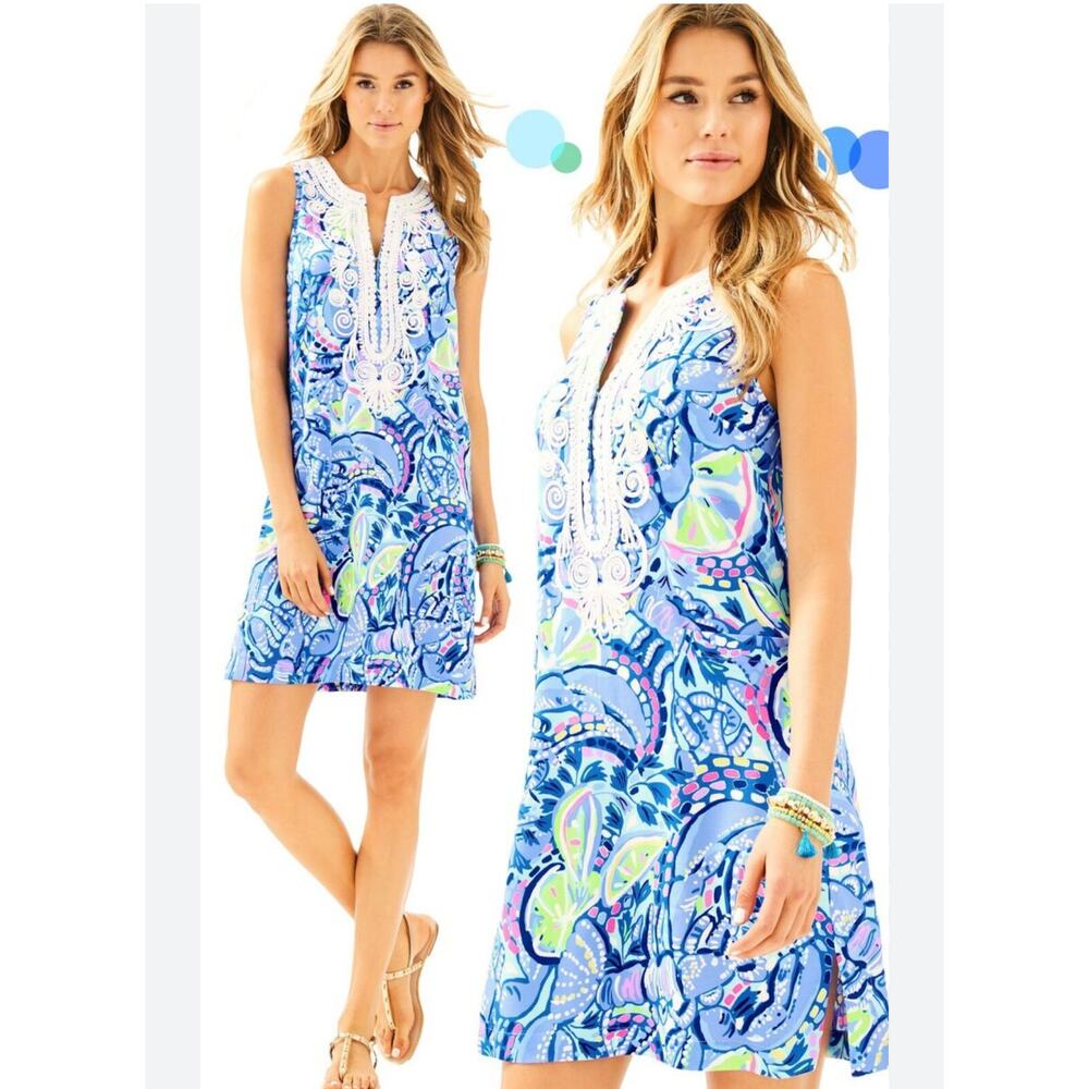 Lilly Pulitzer Blue and Pink Patterned Dress